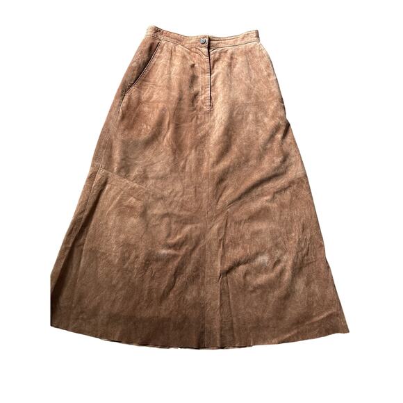 Vintage Talbots Suede Maxi Skirt Women’s 6 Tan Equestrian Cottagecore Vibes - Picture 4 of 8